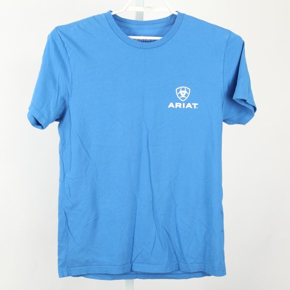 Ariat Shirt Mens Medium Blue Land Of The Free Graphic Tee Buckle Cotton Casual - Picture 3 of 10